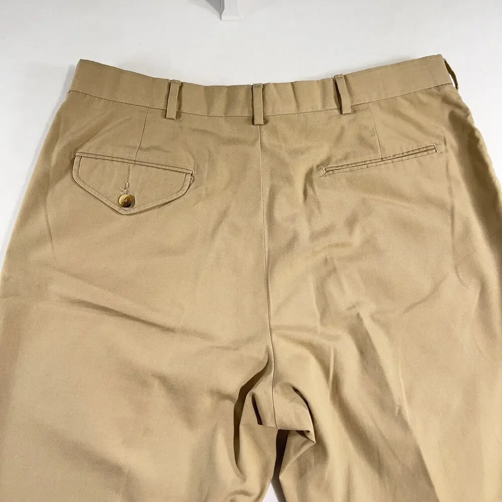 Land’s End Chino Pants Men’s 36W Regular x 29L Khaki Made In USA Pleated Front